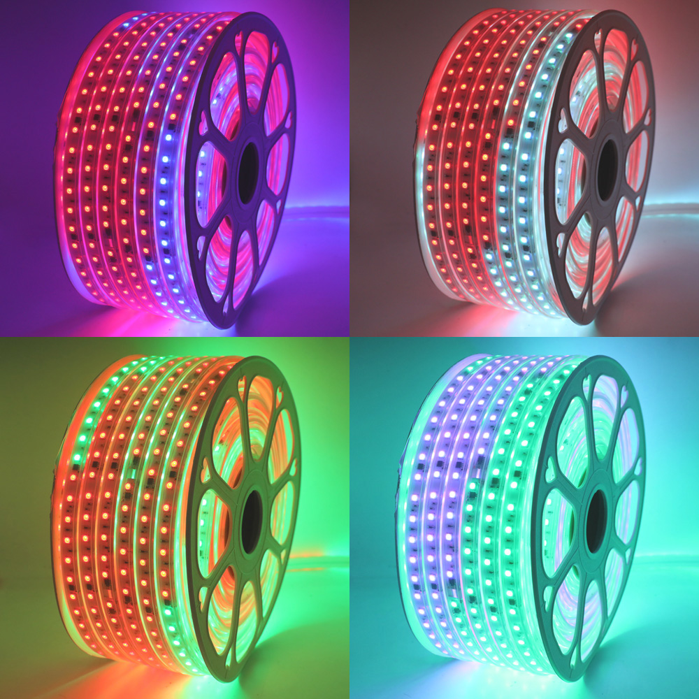 Color Modes Auto-Play 110V High-Voltage LED Color Chasing RGB Light Strip - No Controller Required Color Modes Auto-Play 110V High-Voltage LED Color Chasing RGB Light Strip - No Controller Required